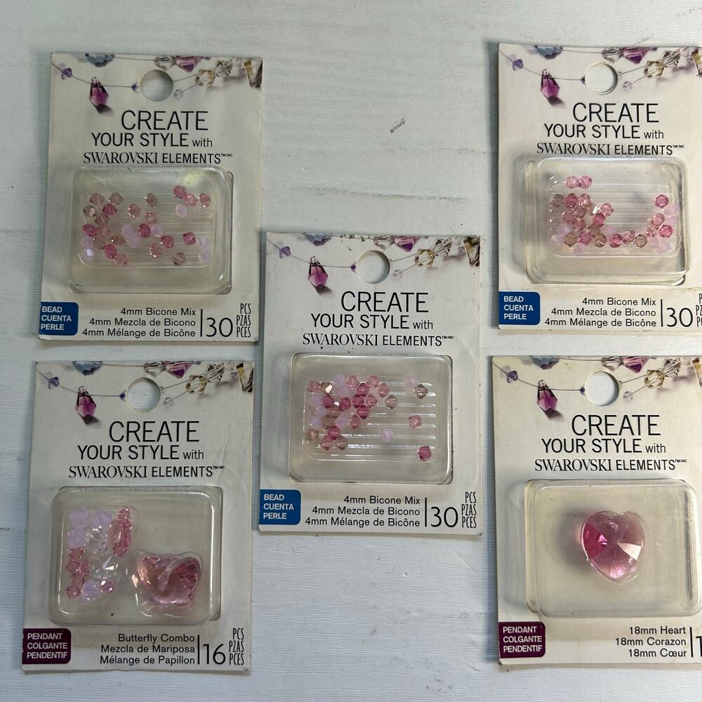 EK Success Swarovski Pink Mix Heart Bead Lot